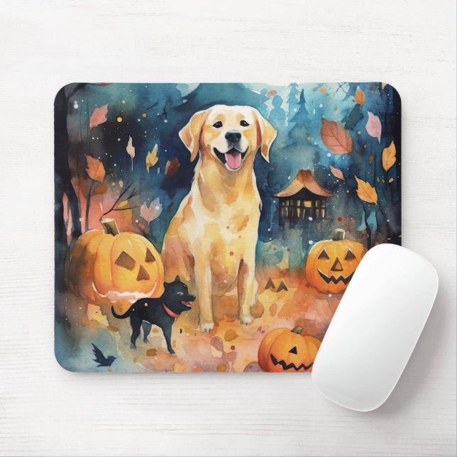 Mousepad Halloween Lappund Finlandês Com Pumpkins Assustado (Com mouse)