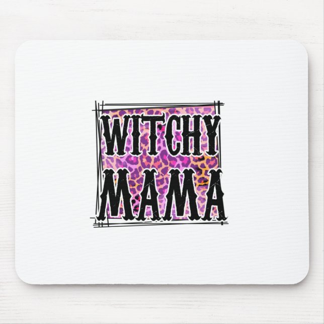 Mousepad Halloween Leopard Witchy Mama Aniversário (Frente)