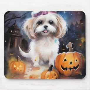 Mousepad Halloween Malti Tzu Com Pumpkins Assustado
