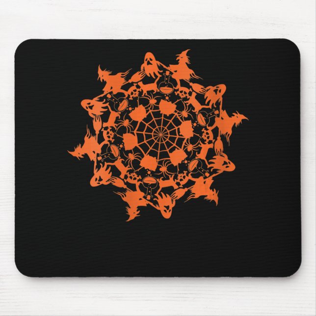 Mousepad Halloween Mandala Spider Witch Ghost Skull Gift (Frente)