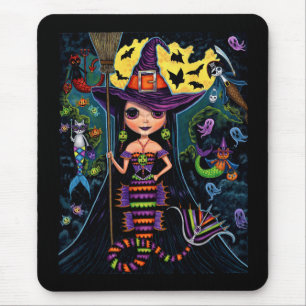 Mousepad Halloween Mermaid Witats Mercats Fantasmas Pumpkin