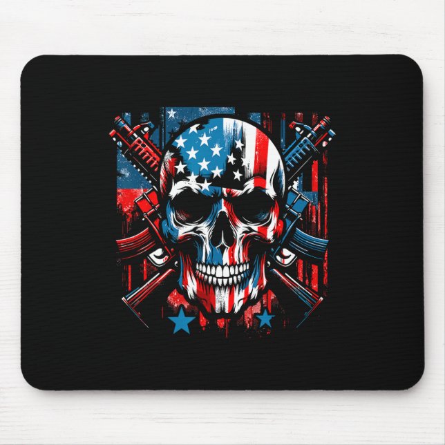 Mousepad Halloween Patriotic Skeleton American Flag 4º (Frente)