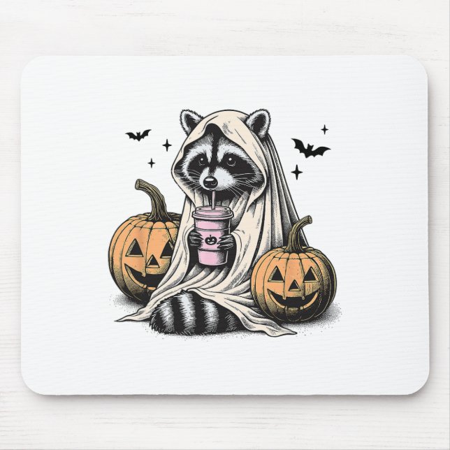 Mousepad Halloween Raccoon Ghost (Frente)