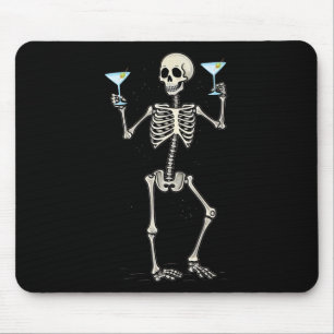 Mousepad Halloween Skeleton Bebendo Martini Tail