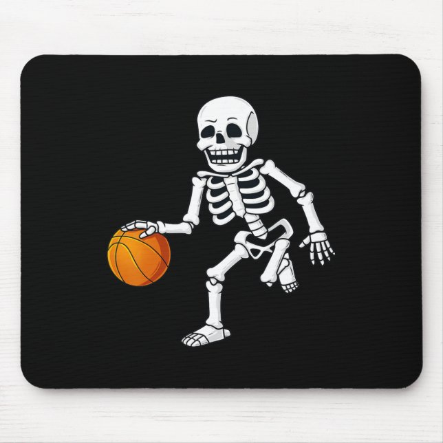 Mousepad Halloween Skeleton Driblando Meninas de Basquete (Frente)