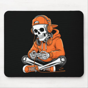 Mousepad Halloween Skeleton Gamer Video Gaming Boys Men Kid