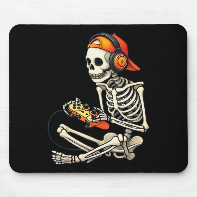 Mousepad Halloween Skeleton Gamer Video Gaming Boys Men Kid (Frente)
