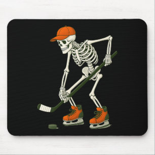 Mousepad Halloween Skeleton Ice Hockey Fodny Men Bo
