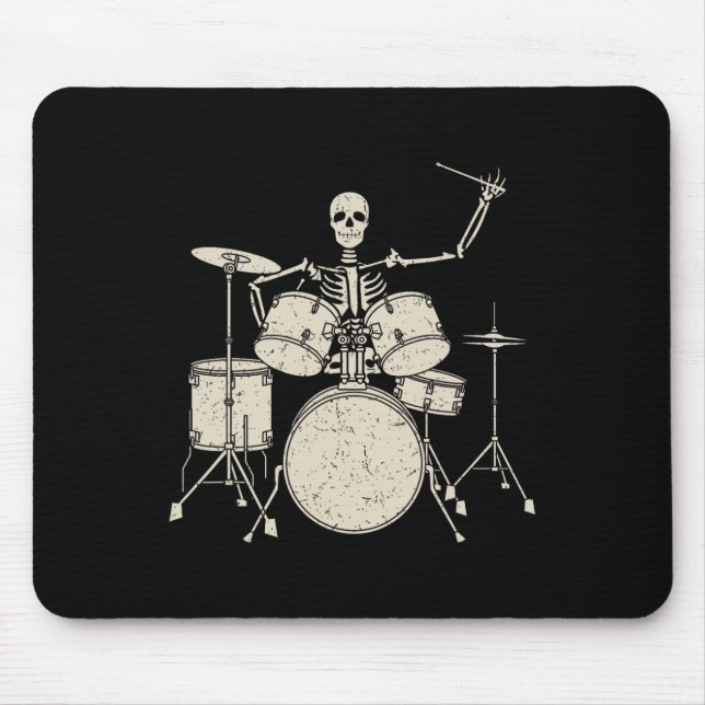 Mousepad Halloween Skeleton Tocando Drum Cute Engraçado Tam (Frente)