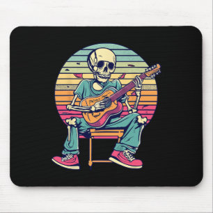 Mousepad Halloween Skeleton Tocando Guitarra Rock E Roll E
