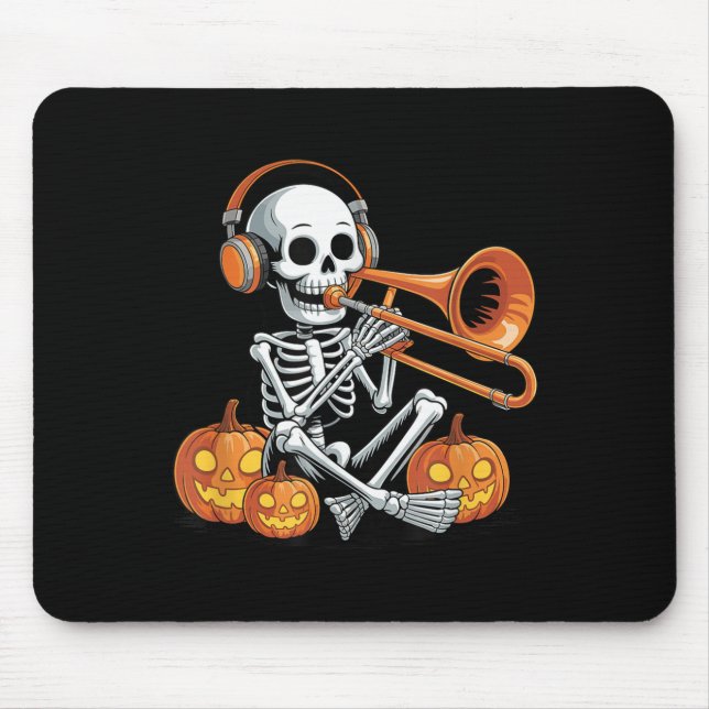 Mousepad Halloween Skeleton Trombone Trombonist  (Frente)