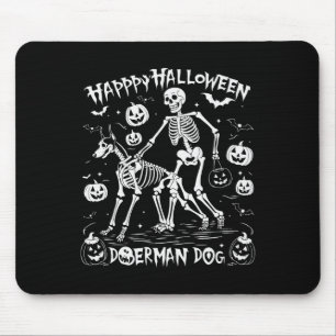 Mousepad Halloween Skeleton Walking Doberman Dog