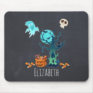 Mousepad Halloween Spooky Ghosts Bats Skulls & Candy