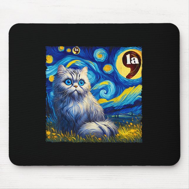 Mousepad Halloween Starry Night Black Cat Comma La Kamala H (Frente)