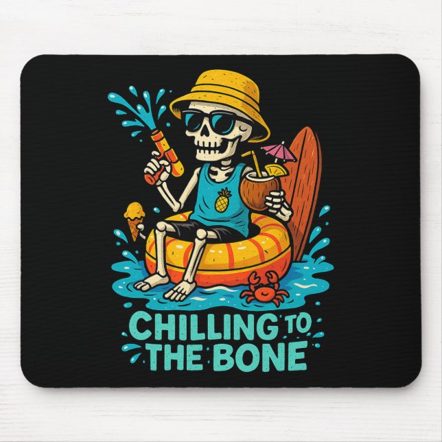 Mousepad Halloween Summer Chilting To Bone Skeleton Flo (Frente)
