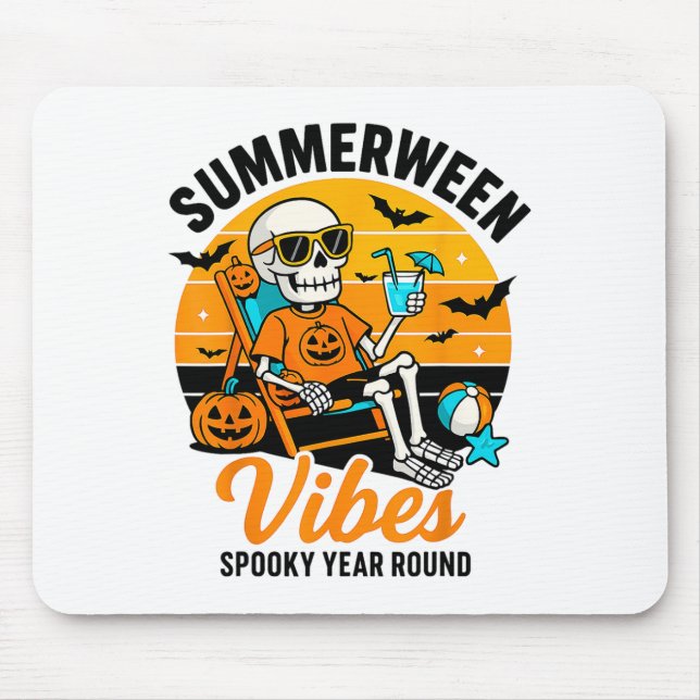 Mousepad Halloween Summer Ween Vibes Spookey Skeleton Float (Frente)