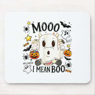Mousepad Halloween Tee Engraçado Moo Quero Dizer Boo Cute C