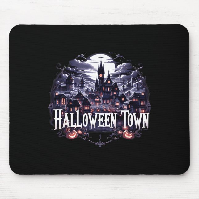 Mousepad Halloween Town Skeleton Ghost Pumpkin Halloween (Frente)