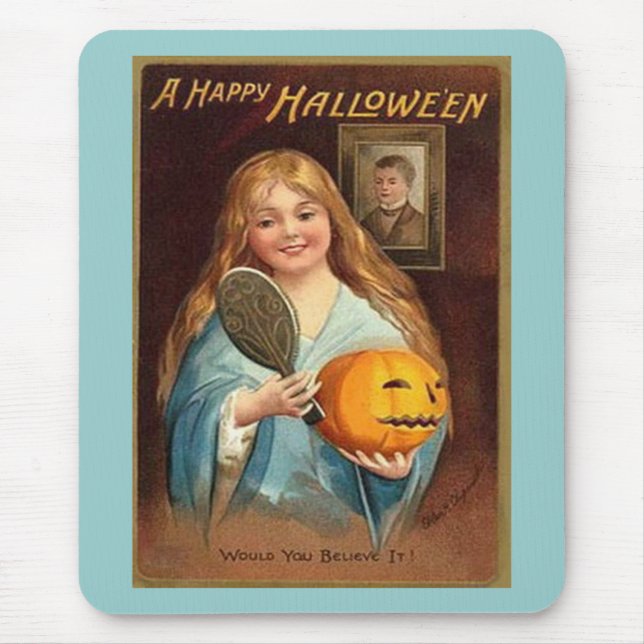 Mousepad Halloween Vintage Lady With Mirror) (Frente)