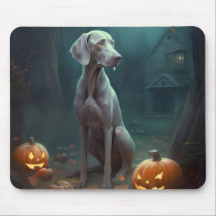 Mousepad Halloween Weimaraner Com Pumpkins Assustado