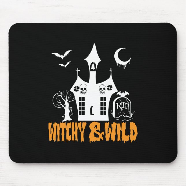 Mousepad Halloween Witchy E Wilthday (Frente)