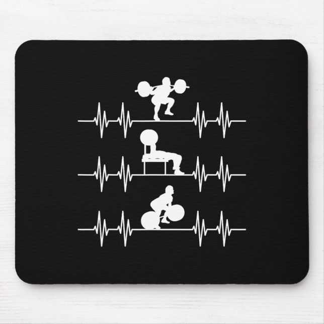 Mousepad Halterofilismo com batimento cardíaco com decalque (Frente)