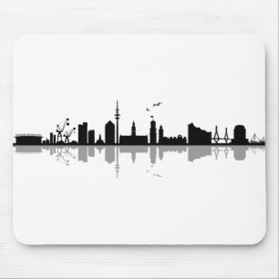 Mousepad HAMBURG Elbe Alemanha City Skyline Silhouette