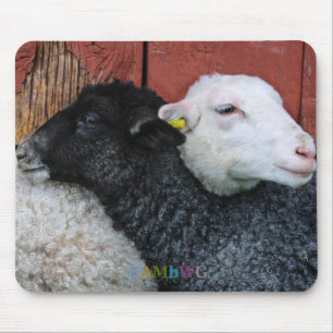 Mousepad HAMbyWG - Pad do mouse preto Ovelha branca