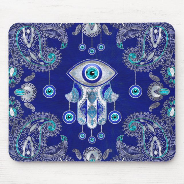 Mousepad Hamsa - Ornamento de Amuleta de Olhos Mau (Frente)