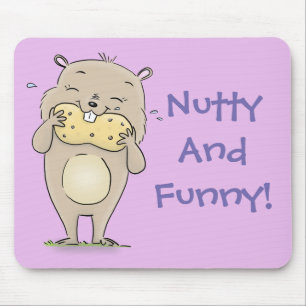 Mousepad Hamster castanho bonito comendo um desenho animado