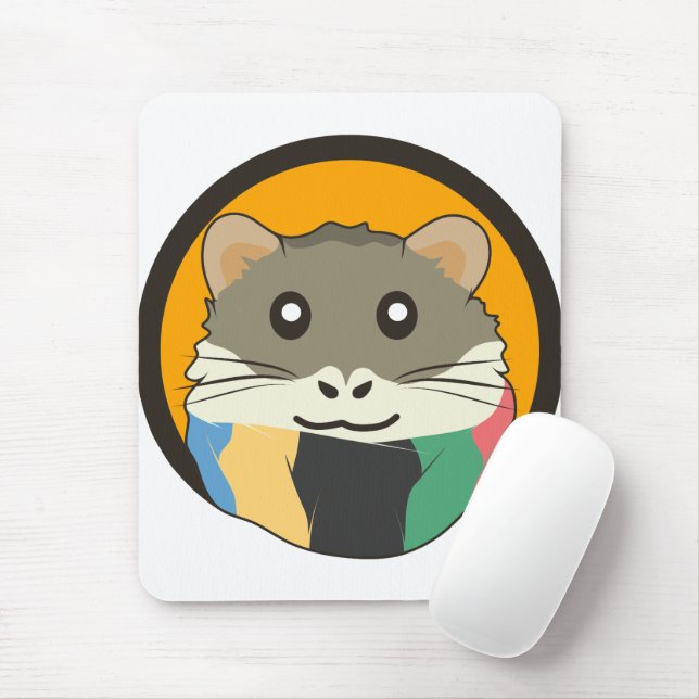 Mousepad Hamster de desenho animado bonito com um cachecol  (Com mouse)