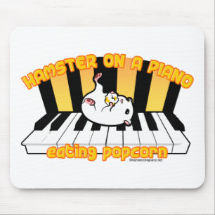 Mousepad Hamster em um piano que come a pipoca