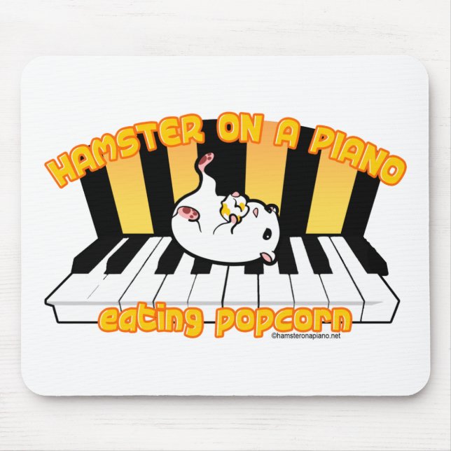 Mousepad Hamster em um piano que come a pipoca (Frente)