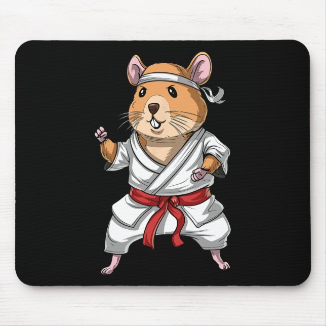 Mousepad Hamster Karate Ninja Jiu-jitsu Judo Taekwondo Mart (Frente)