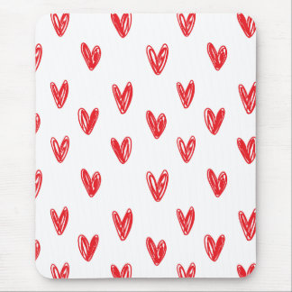 Mousepad Hand Drawn Red Hearts Pattern – Minimal Valentine