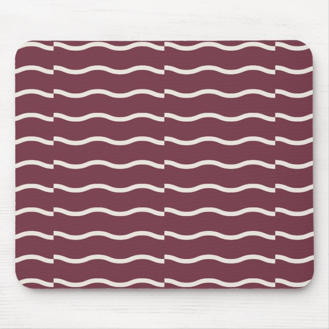 Mousepad Hand-Drawn Wavy Ticking Stripe | Deep Burgundy (Frente)
