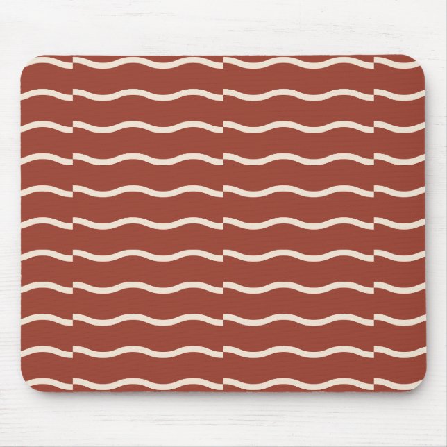Mousepad Hand-Drawn Wavy Ticking Stripe | Rust Red (Frente)