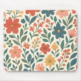 Mousepad Hand-Painted Floral Pattern – Colorful Botanical 