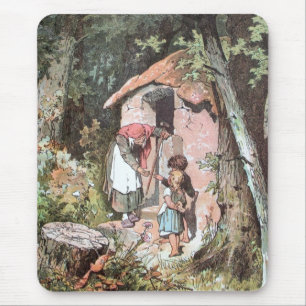 Mousepad Hansel e Gretel e a bruxa na porta
