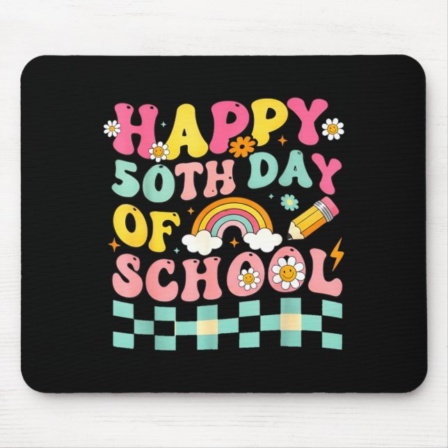 Mousepad Happy 50th Day Of School Retro Teacher Students Sm (Frente)