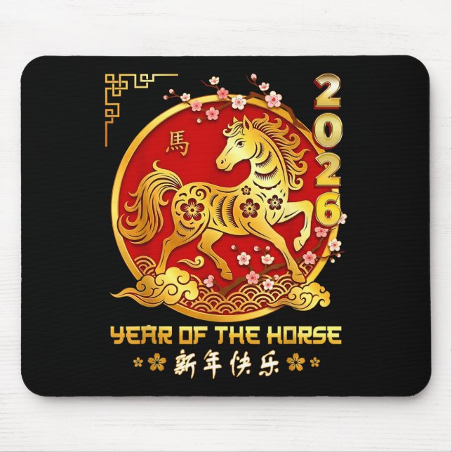 Mousepad Happy Chinese Lunar New Year Horse Zodiac Year Of  (Frente)