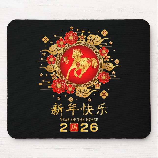 Mousepad Happy Chinese Lunar New Year Horse Zodiac Year Of  (Frente)