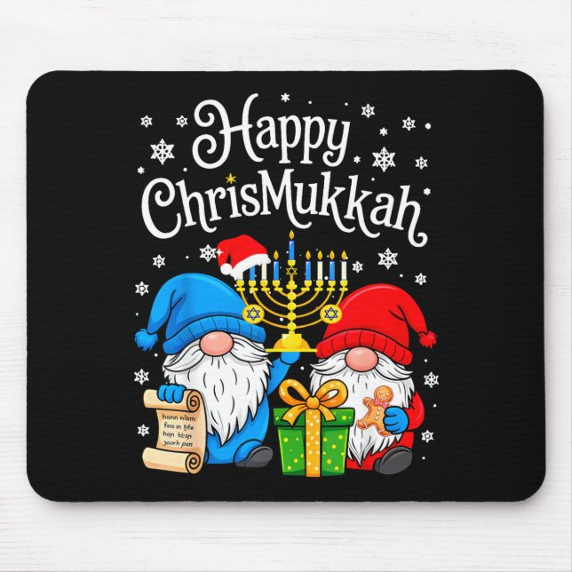 Mousepad Happy Christmukkah Hanukkah Christmas Gnome Xmas F (Frente)