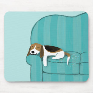 Mousepad Happy Couch Dog - Ilustração de Arte de Pet Beag