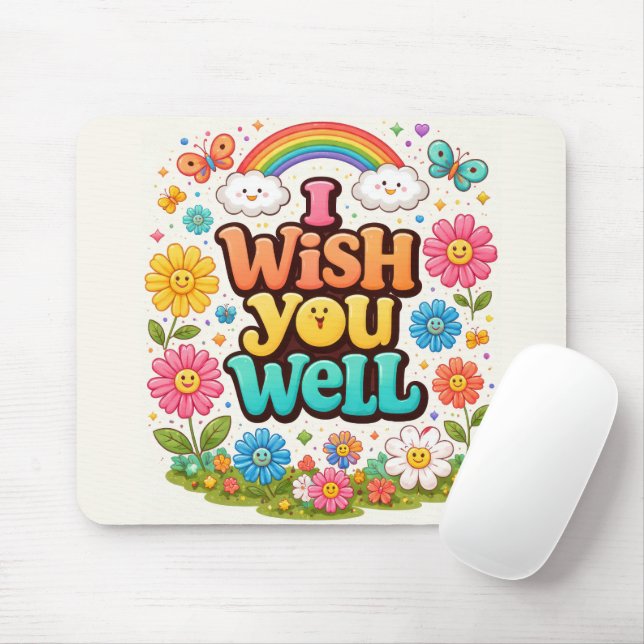 Mousepad Happy Daisies and Rainbow  (Com mouse)
