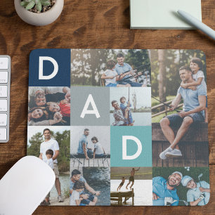 Mousepad Happy Fathers Day Dad Modern Multi Photo Grid
