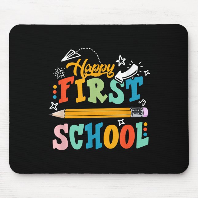 Mousepad Happy First Day Of School Teacher Student Kid Back (Frente)