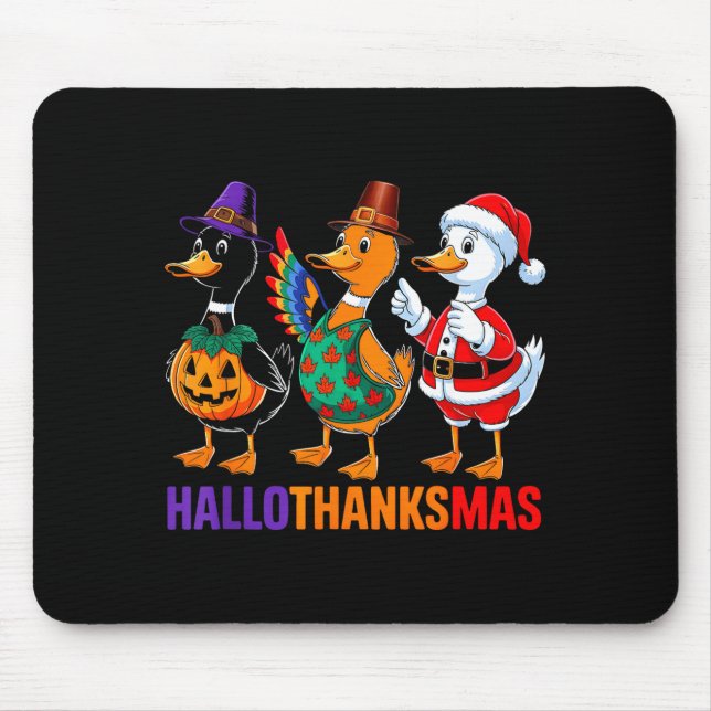 Mousepad Happy Hallothanksmas Duck Lover Halloween Merry Ch (Frente)
