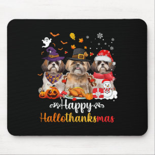 Mousepad Happy Hallothanksmas Shih Tzu Cristo de Dia das Br
