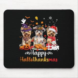 Mousepad Happy Hallothanksmas Yorkshire Dog Halloween Chris